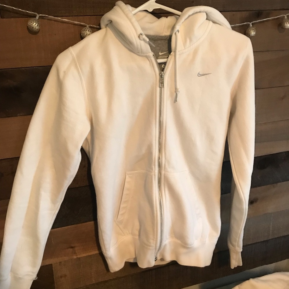 Nike white zip up hoodie